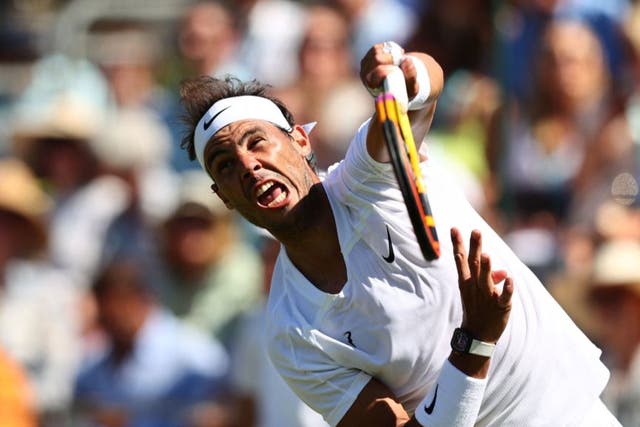 <p>Rafael Nadal in action at the Hurlingham Club</p>