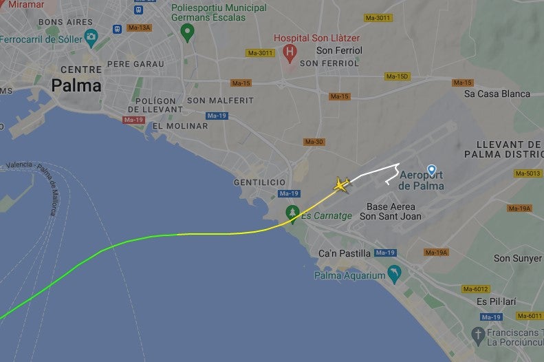 The aircraft’s flight path after taking off