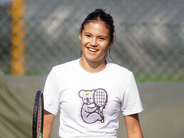 <p>Emma Raducanu has been practising at Wimbledon this week</p>