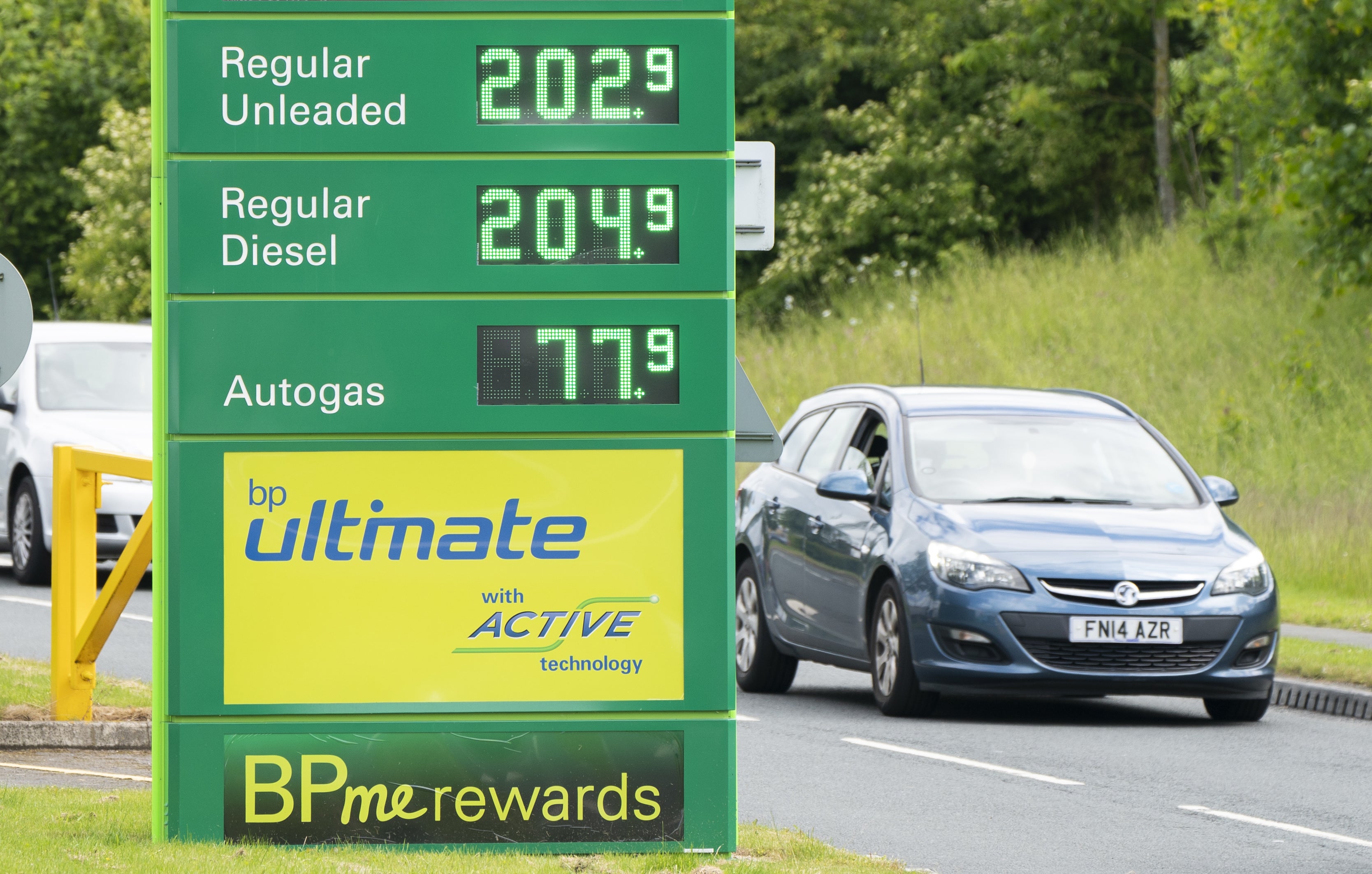 Petrol prices at Wetherby Services (Danny Lawson/PA)