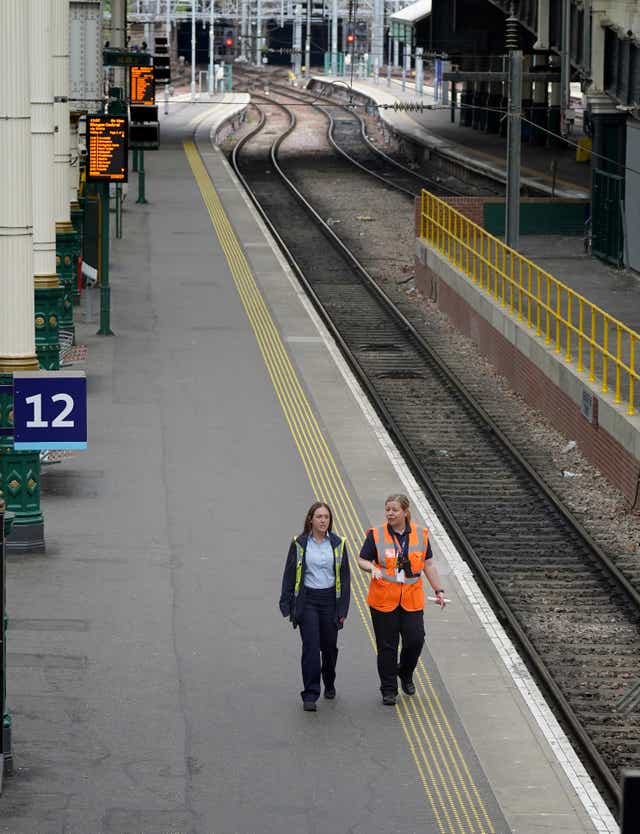A quiet platform at Waverley Station (Andrew Milligan/PA)