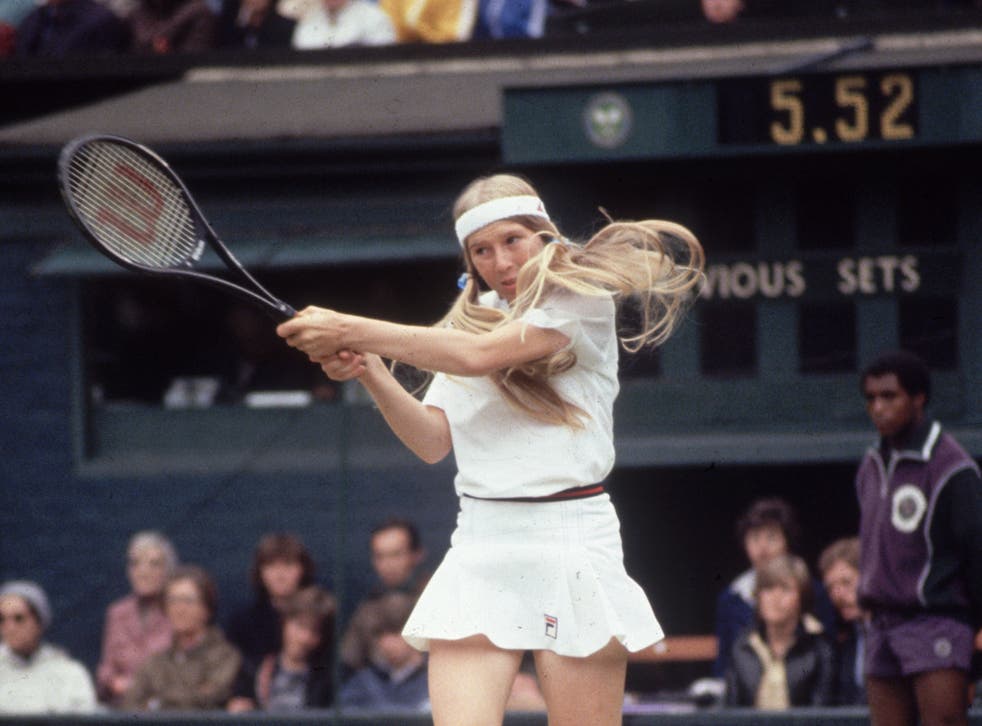 <p>Andrea Jaeger, aged 16, competes at Wimbledon in 1981</p>