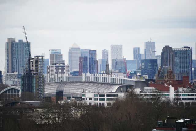 The City of London and Canary Wharf as seen from Primrose Hill (Jonathan Brady/PA)