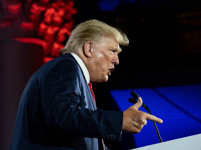 <p>Former U.S. President Donald Trump gives the keynote address at the Faith & Freedom Coalition during their annual "Road To Majority Policy Conference" at the Gaylord Opryland Resort & Convention Center June 17, 2022 in Nashville, Tennessee</p>