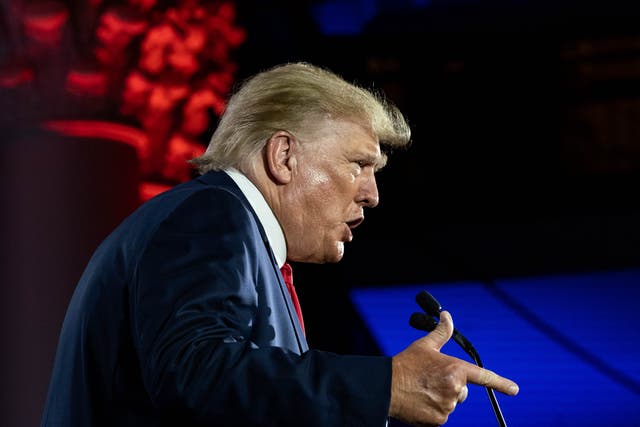 <p>Former U.S. President Donald Trump gives the keynote address at the Faith & Freedom Coalition during their annual "Road To Majority Policy Conference" at the Gaylord Opryland Resort & Convention Center June 17, 2022 in Nashville, Tennessee</p>