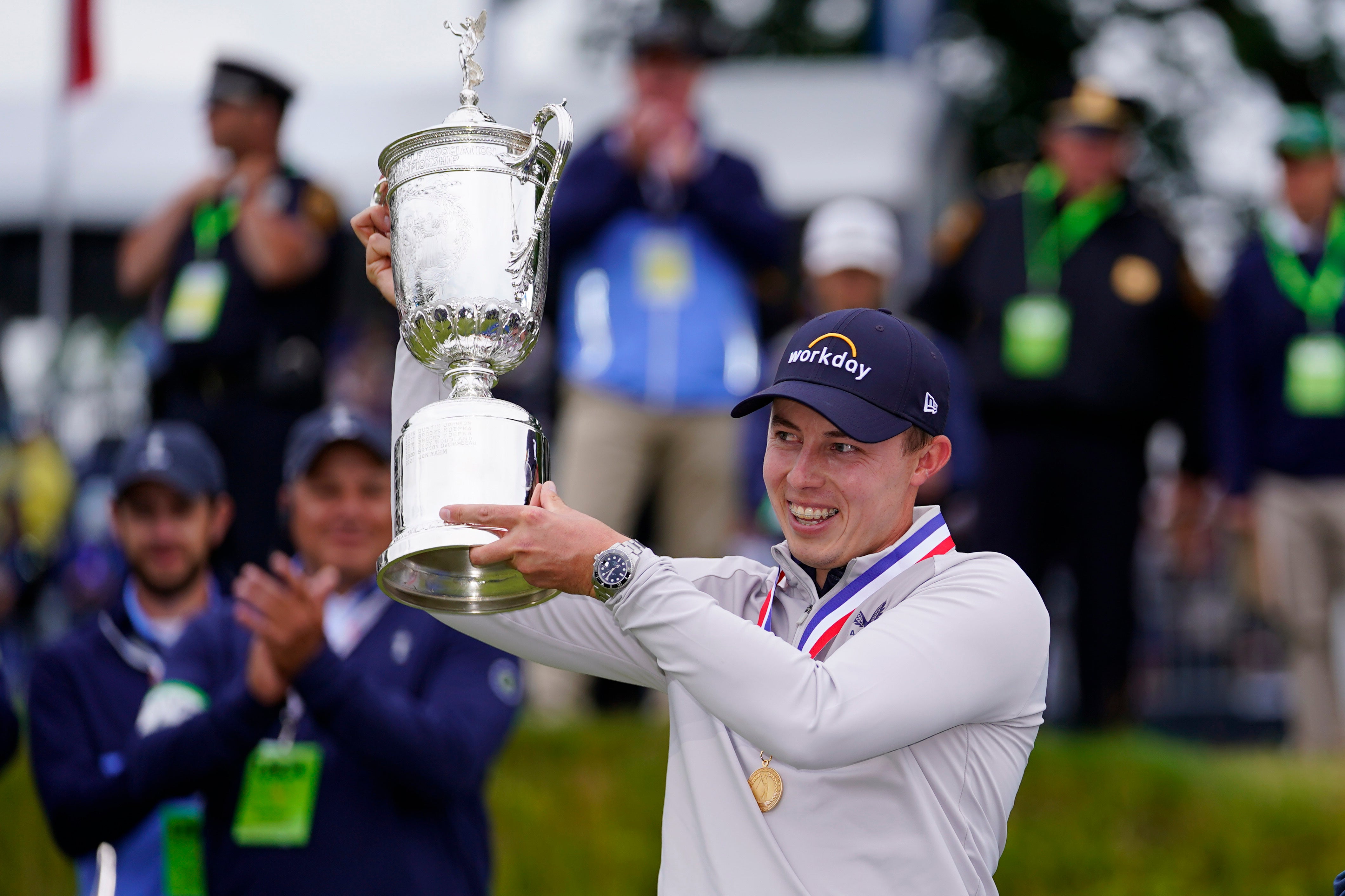 US Open winner Matt Fitzpatrick thanked well-wishers (Julio Cortez/AP)