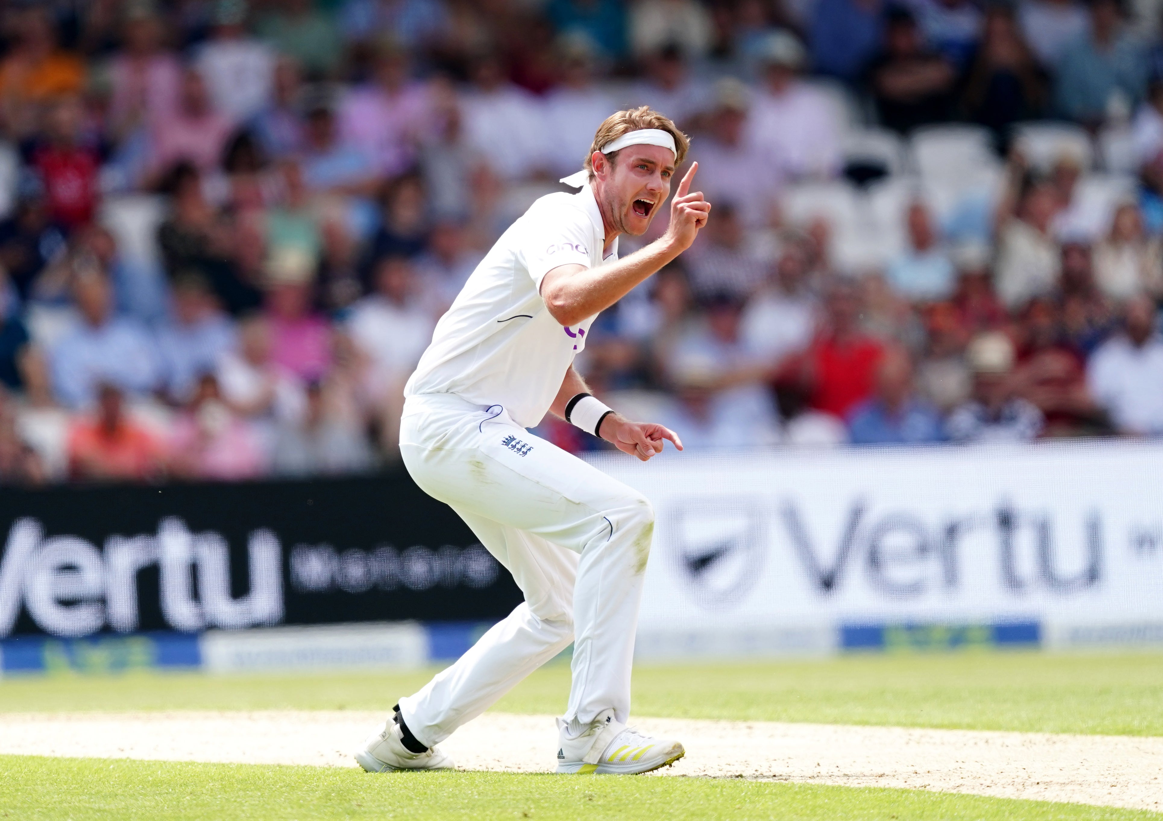 Stuart Broad appeals during an impressive spell in the England attack