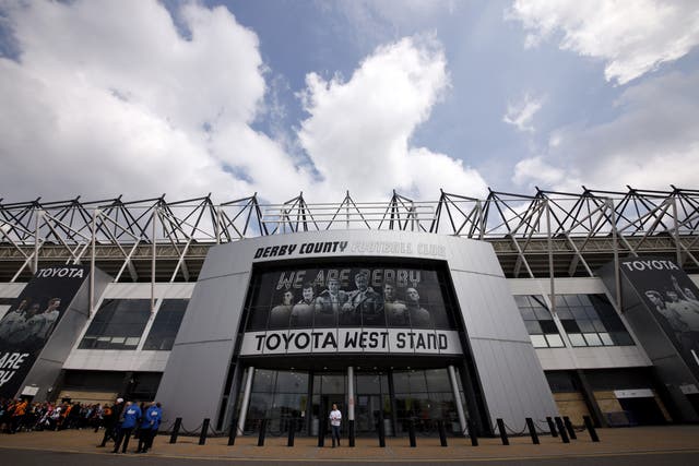 Derby’s administrators have sold the club’s Pride Park stadium to a local property developer (Richard Sellers/PA)