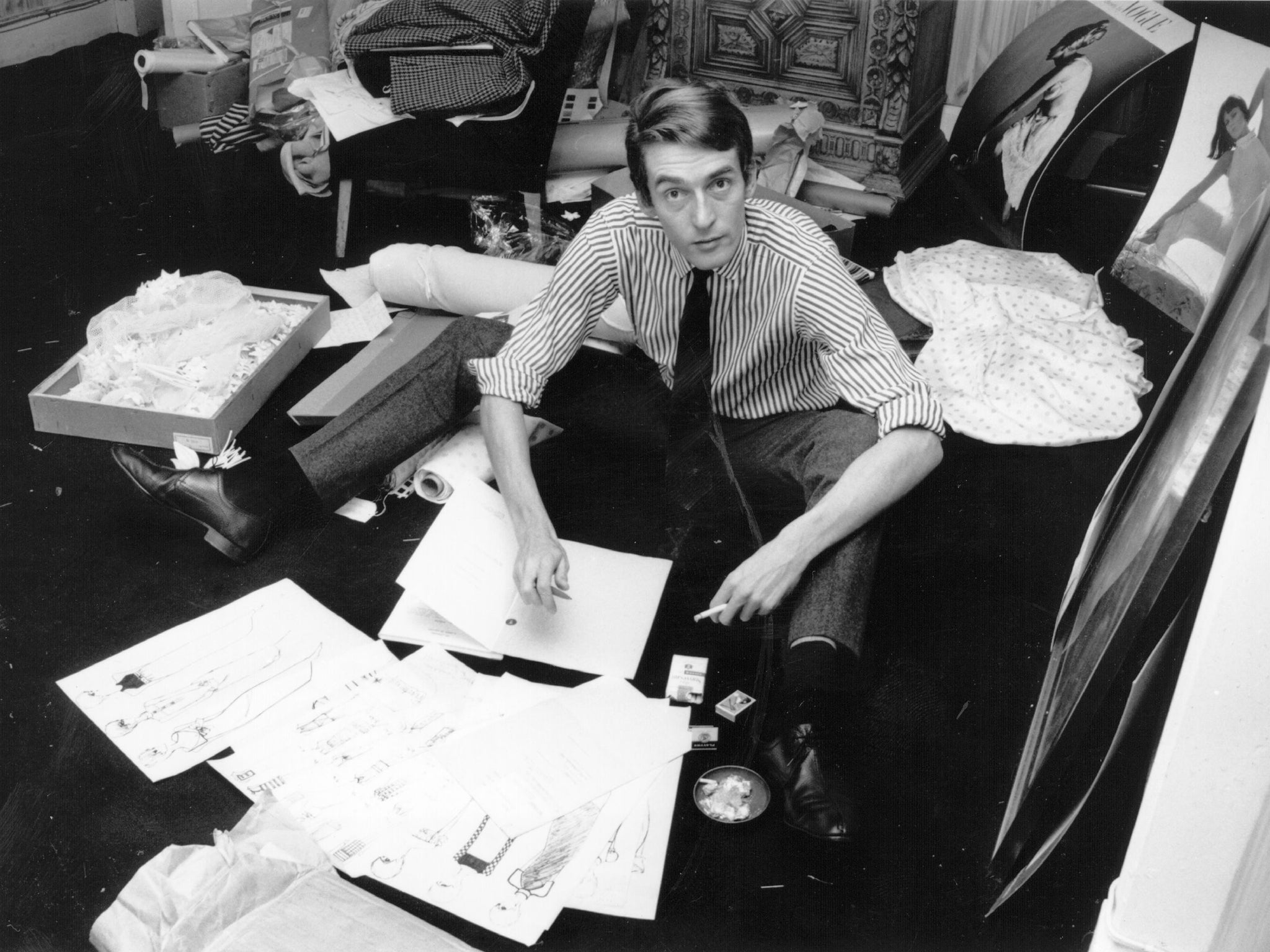 The designer at work in 1965. By 1969 Bates was designing under five different labels, exporting to 44 countries internationally and selling in 28 boutiques across the UK