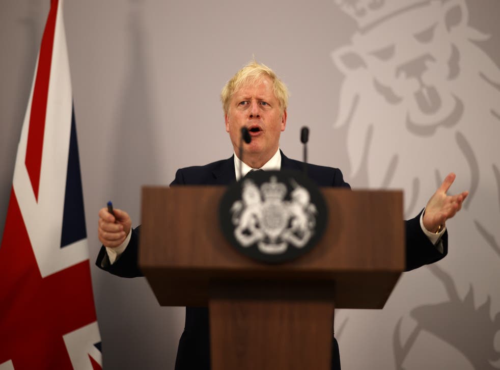 Prime Minister Boris Johnson, speaking at a press conference during the Commonwealth Heads of Government Meeting at Lemigo Hotel, said that the Rwandan asylum scheme would go ahead (Dan Kitwood/PA)