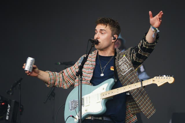 <p>Sam Fender performs on the Pyramid Stage at the Glastonbury Festival (Ben Birchall/PA)</p>