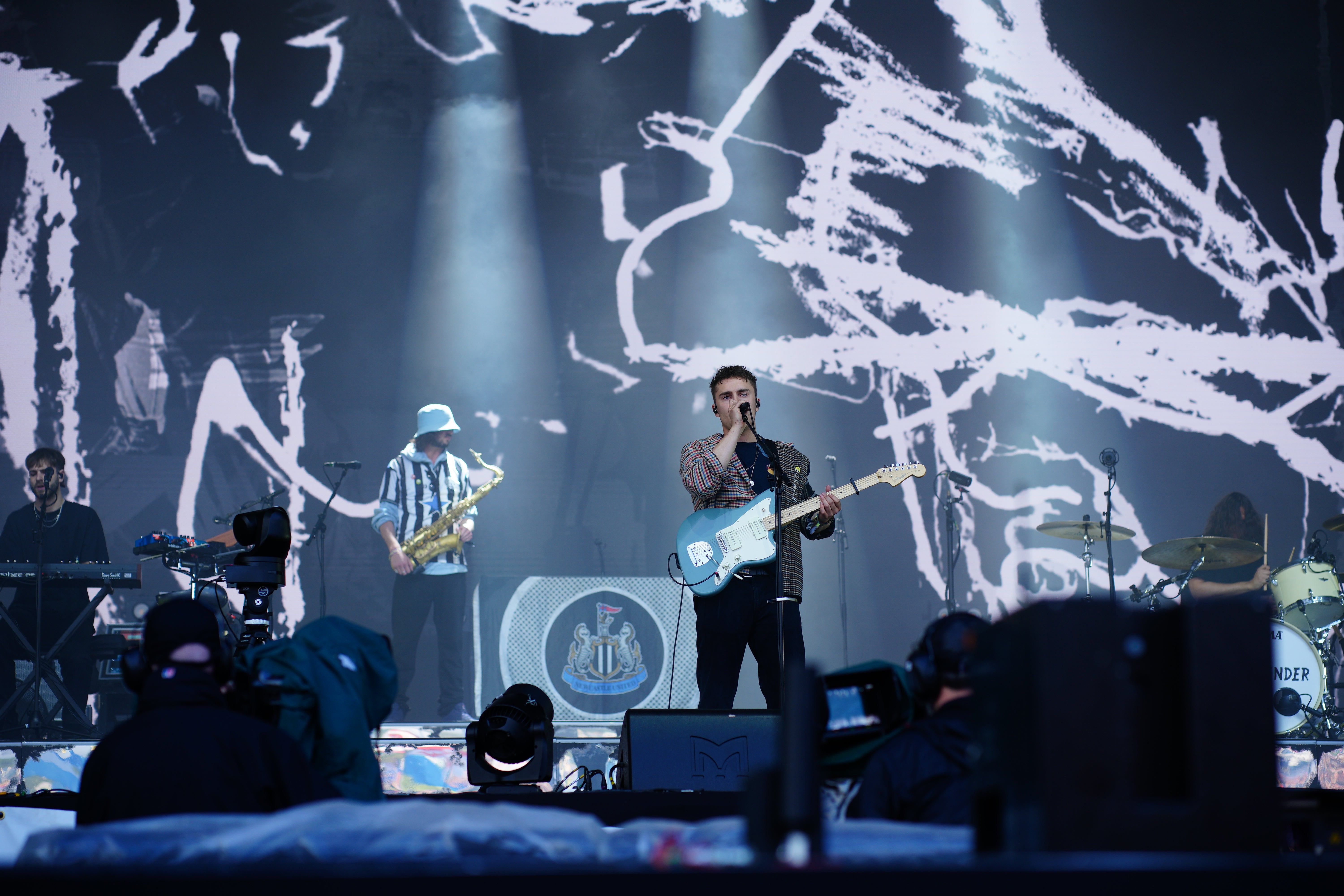 Sam Fender performs on the Pyramid Stage (Ben Birchall/PA)