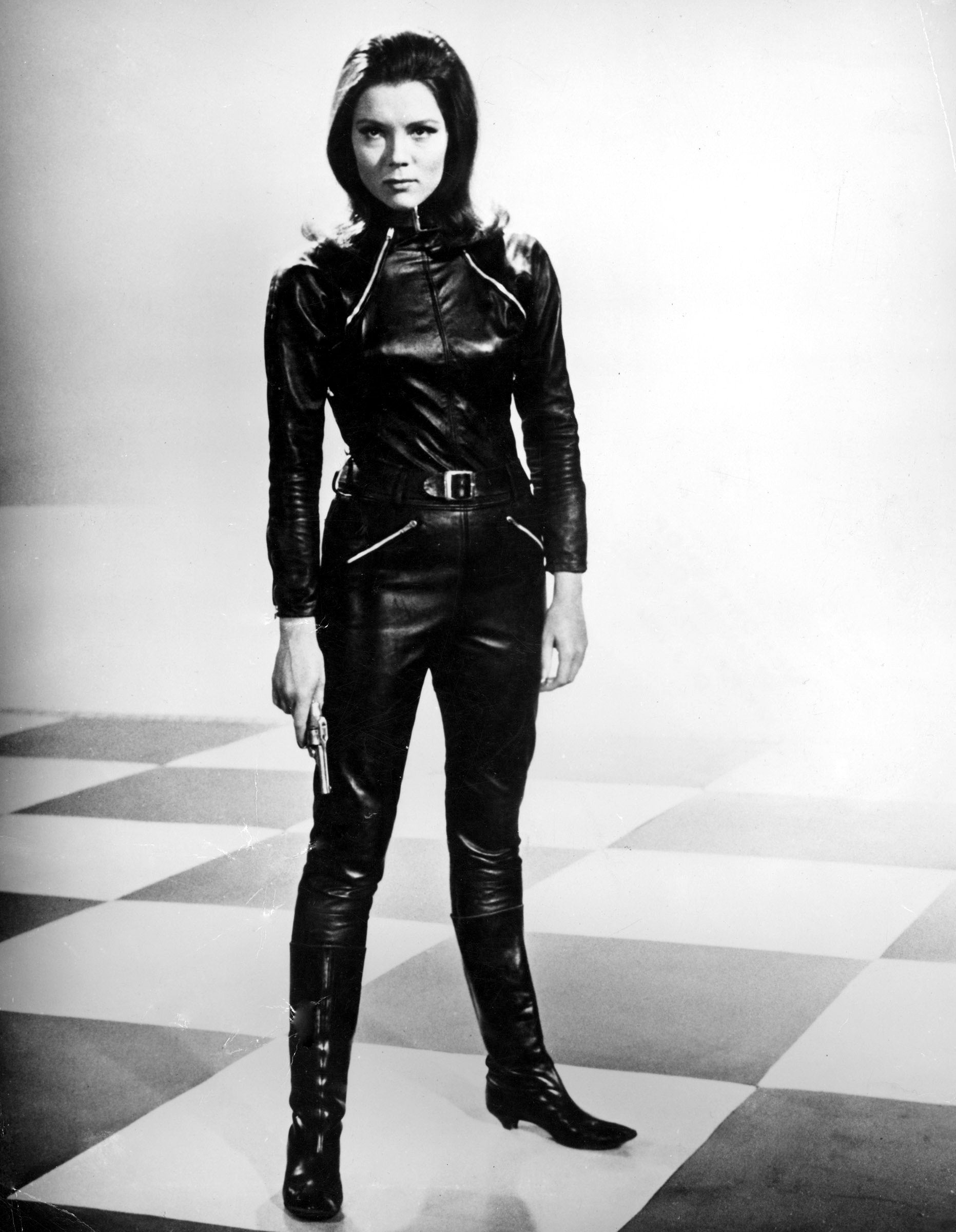 Rigg as Emma Peel in quintessential Celon stretch jumpsuit