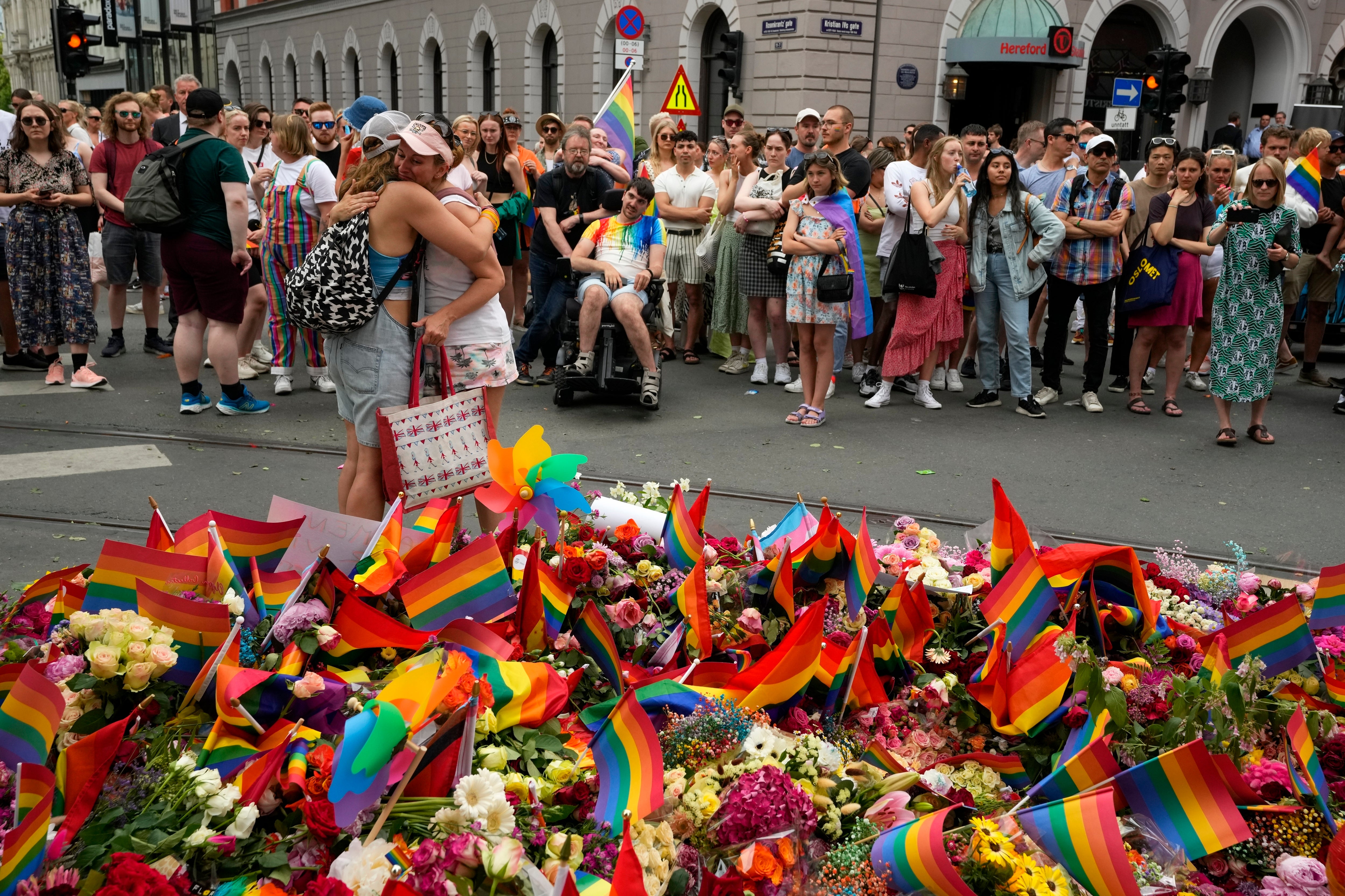 People laid flowers in tribute to the victims