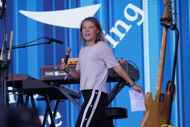 <p>Greta Thunberg told the Glastonbury crowd that ‘together we can do the seemingly impossible’ </p>