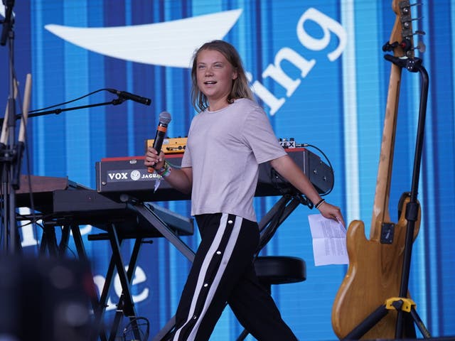 <p>Greta Thunberg told the Glastonbury crowd that ‘together we can do the seemingly impossible’ </p>