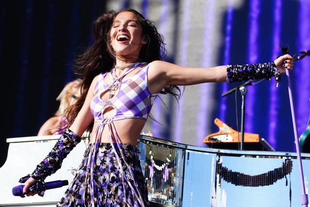 Olivia Rodrigo performing on the Other Stage at Glastonbury (Ben Birchall/PA)