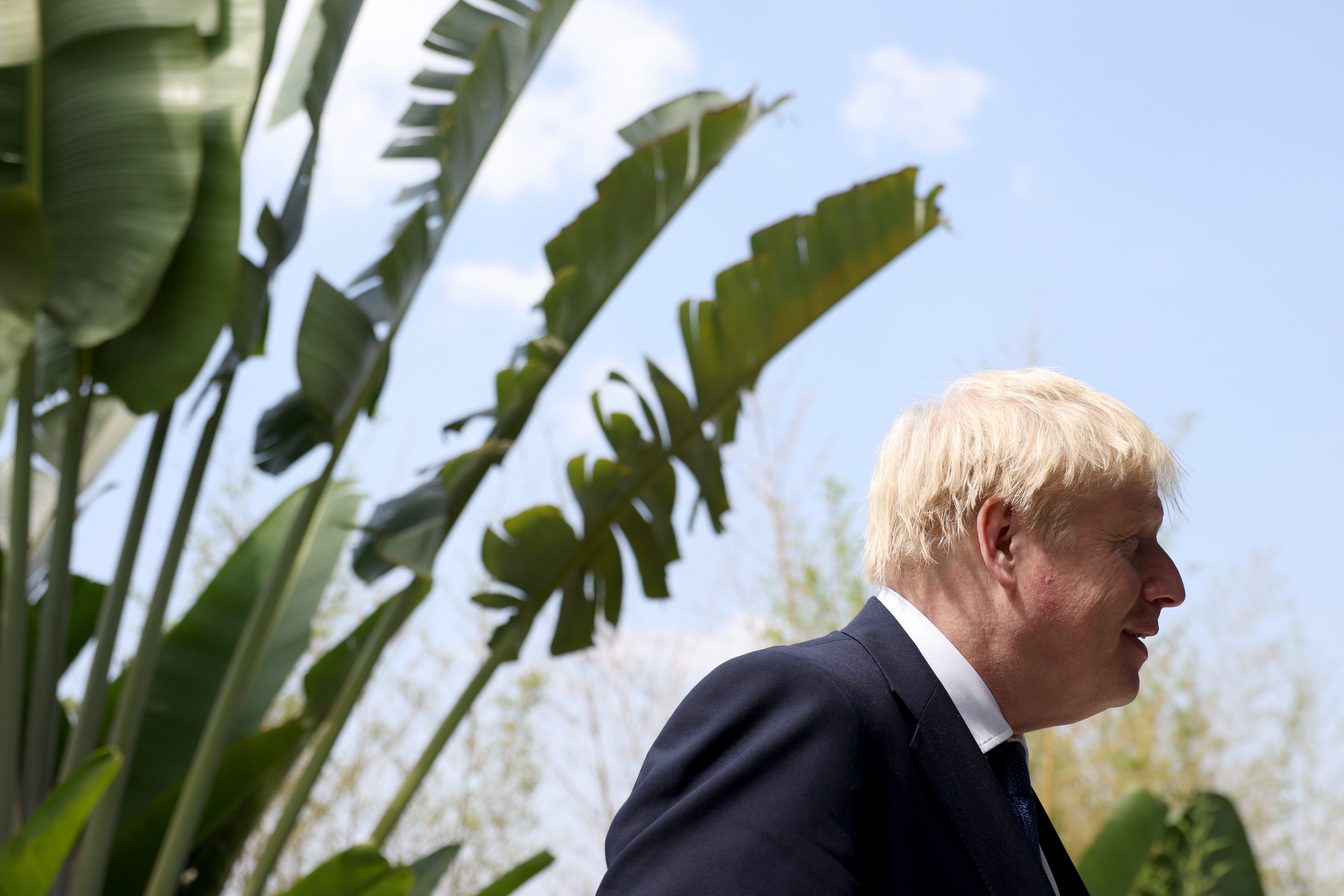 Prime Minister Boris Johnson arrives for the Leaders’ Retreat on the sidelines of the Commonwealth Heads of Government Meeting at Intare Conference Arena in Kigali, Rwanda (Dan Kitwood/PA)