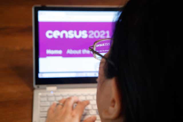 A woman logs on to the Census 2021 website (Danny Lawson/PA)