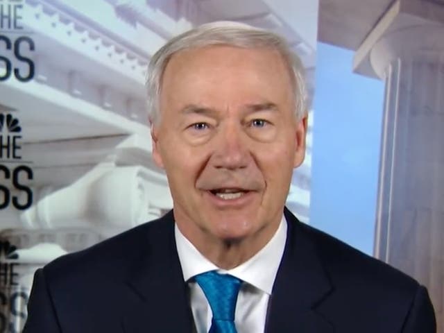 <p>Arkansas Governor Asa Hutchinson appears on NBC’s ‘Meet the Press’ on 26 June.</p>