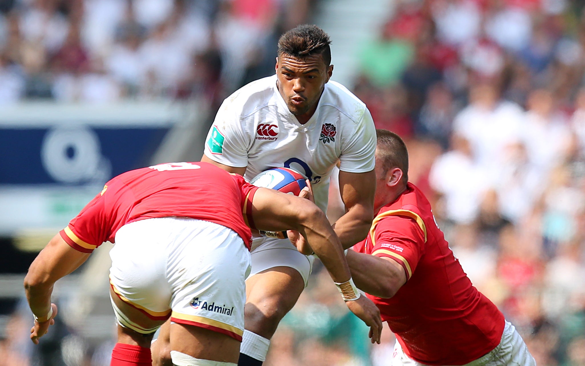 Luther Burrell, centre, has played 15 times for England (Gareth Fuller/PA)