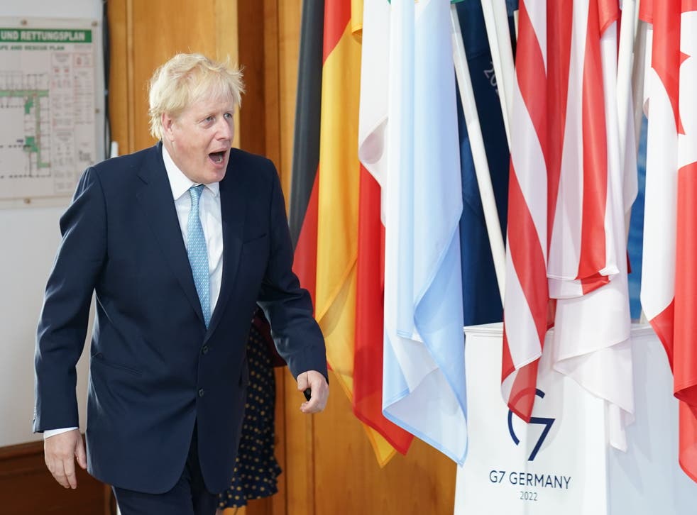 Prime Minister Boris Johnson at the G7 summit in Schloss Elmau (Stefan Rousseau/PA)