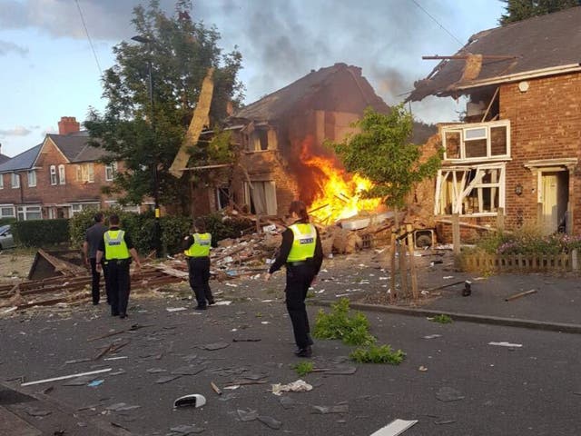 <p>A photo posted by a Twitter user appears to show the site of the house explosion in Kingstanding</p>