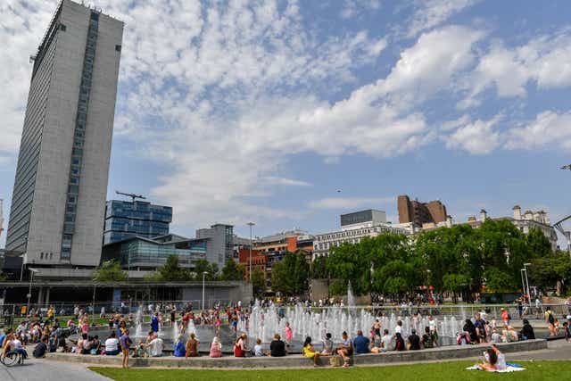 Piccadilly Gardens in central Manchester. The Resolution Foundation claimed Manchester would need tens of billions in investment and 300,000 extra workers to close the gap with London (Anthony Devlin/PA)