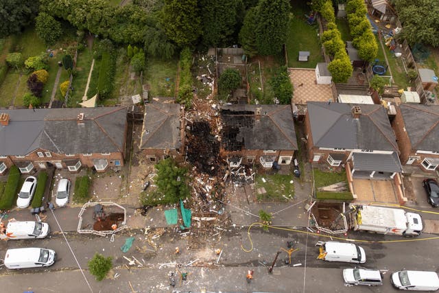 A woman has been found dead at the scene of a gas explosion which destroyed a house in Kingstanding, Birmingham (Joe Giddens/PA)