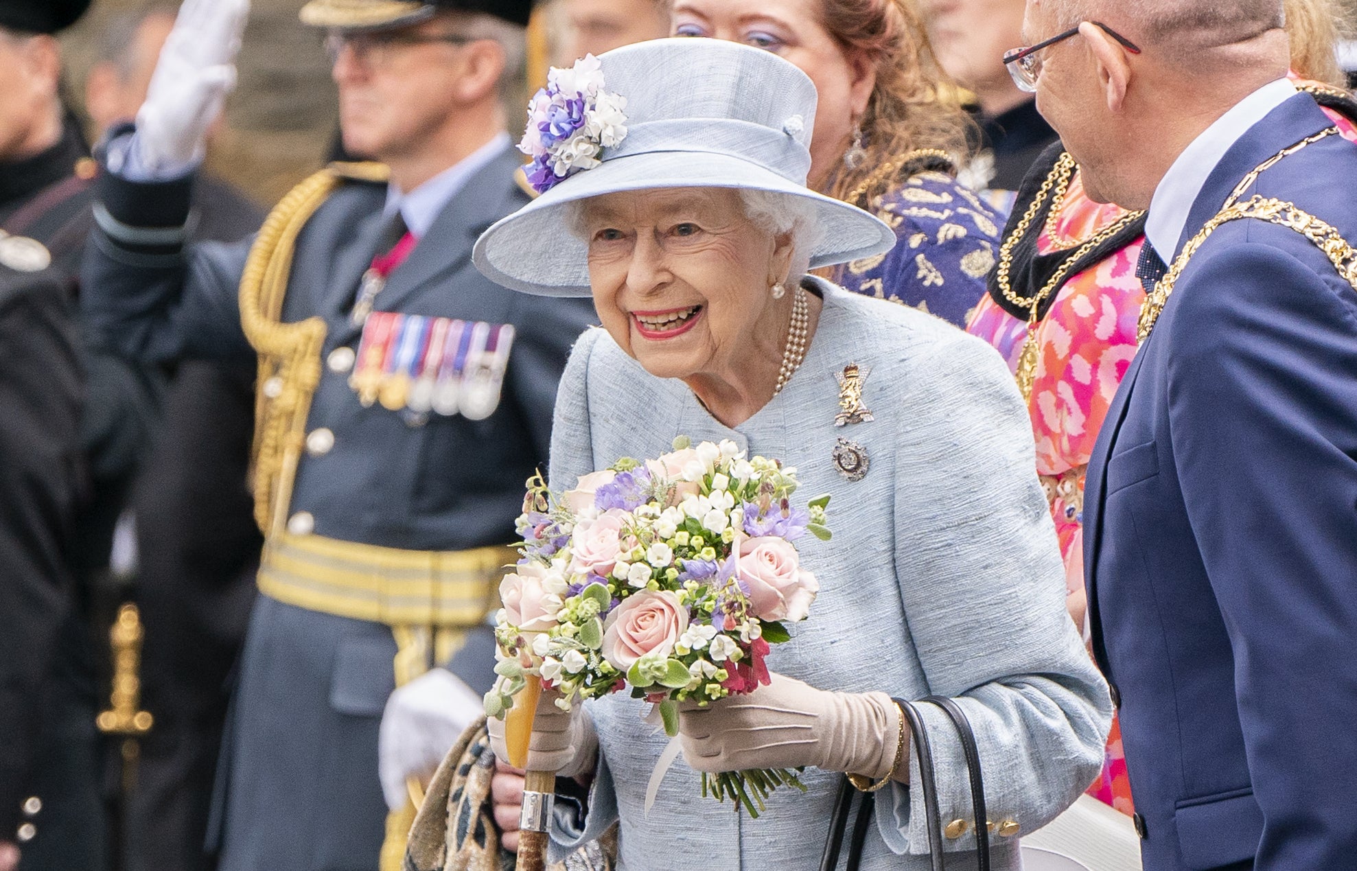 The Queen attends the Ceremony of the Keys on the forecourt of the Palace of Holyroodhouse in Edinburgh (Jane Barlow/PA)