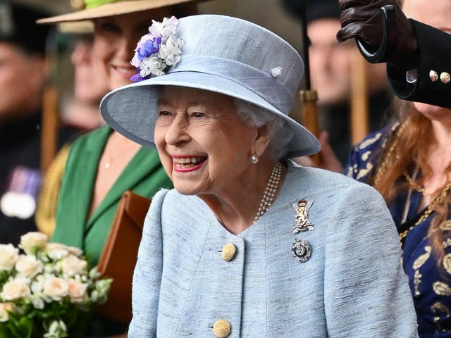 <p>The Queen during the traditional Ceremony of the Keys at Holyroodhouse on 27 June 2022</p>