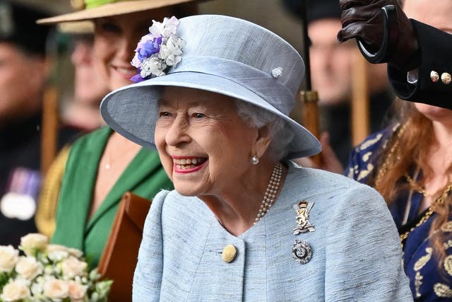 <p>The Queen during the traditional Ceremony of the Keys at Holyroodhouse on 27 June 2022</p>