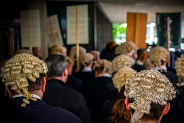 <p>Barristers protesting outside Manchester Crown Court on 27 June 2022</p>
