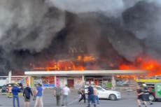 ‘Barbaric’ missile attack on Ukrainian shopping centre condemned as Nato reveals massive troop surge