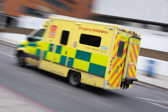 <p>An ambulance arriving outside St Thomas’ Hospital in central London</p>