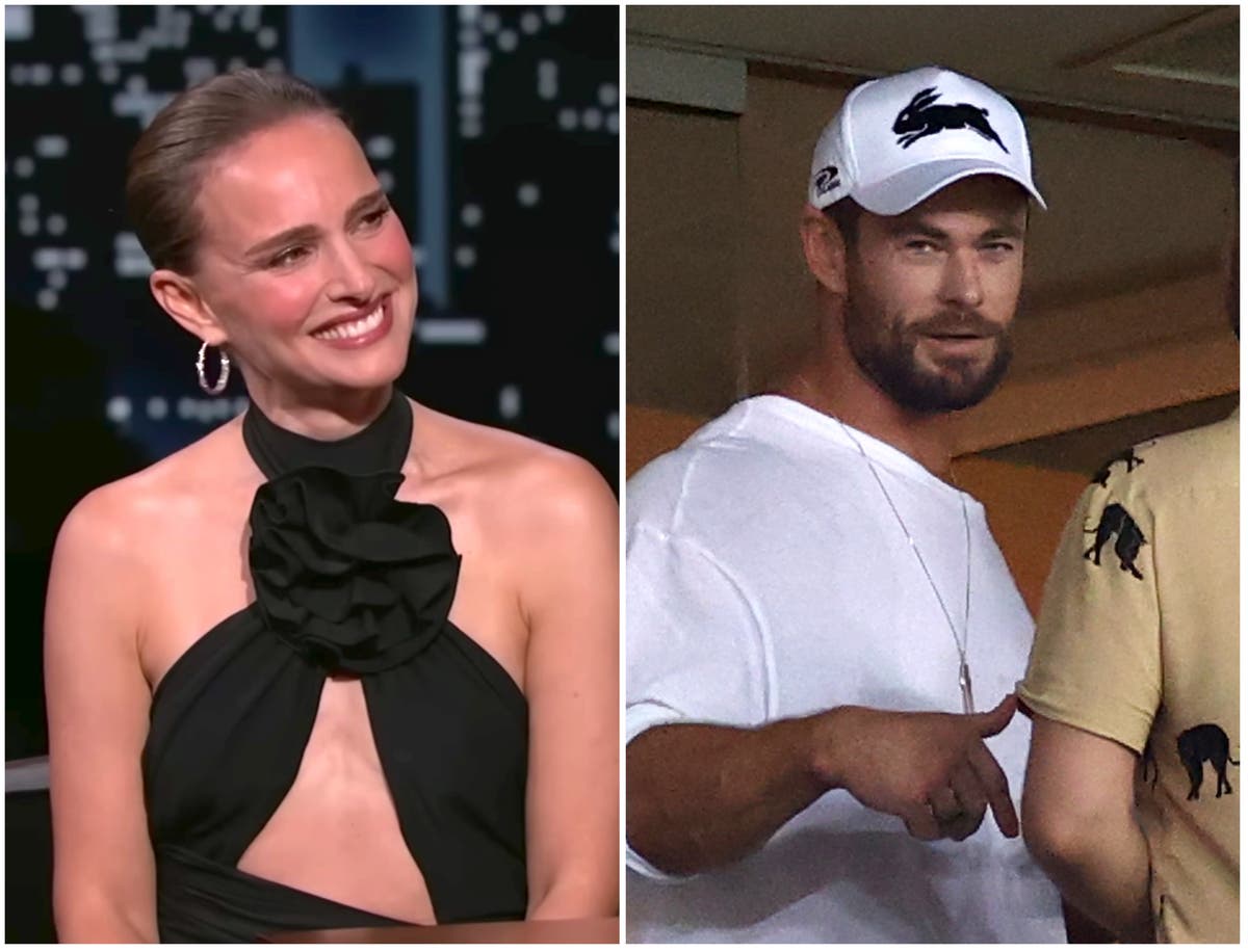 Natalie Portman says Chris Hemsworth has to hide when picking his kids up from school