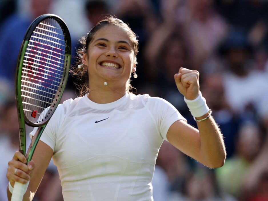 Emma Raducanu celebrates her victory