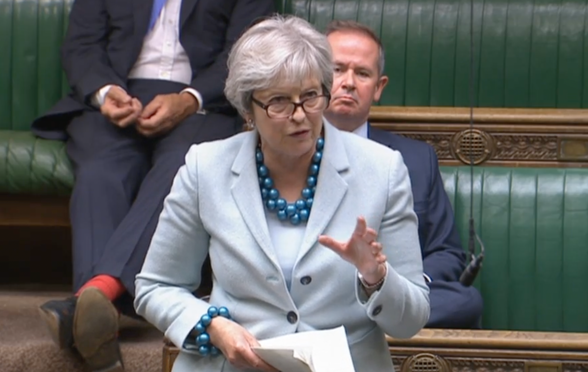 Theresa May speaking from the backbenches in June 2022