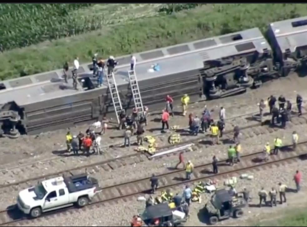 <p>Rescue crews respond to an Amtrak train that derailed after hitting a dump truck near Kansas City, Missouri. Multiple injuries were reported. The train was traveling between Los Angeles and Chicago when it hit the truck. </p>