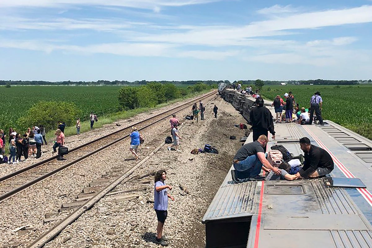 Amtrak train collides with dump truck, derails in Missouri
