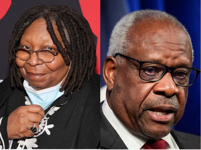 <p>Whoopi Goldberg hits out at Clarence Thomas over the US Supreme Court’s ruling on ‘Roe v Wade’ </p>