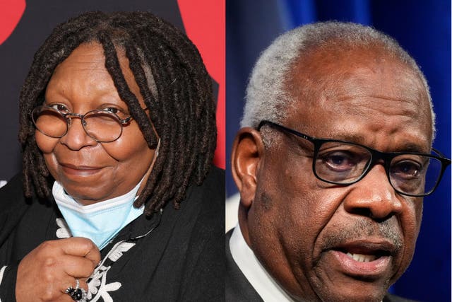 <p>Whoopi Goldberg hits out at Clarence Thomas over the US Supreme Court’s ruling on ‘Roe v Wade’ </p>