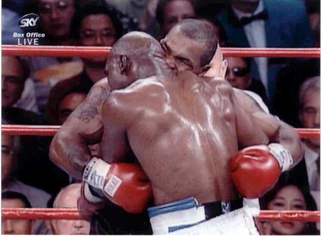 Mike Tyson was disqualified for biting Evander Holyfield’s ear (Sky Sports/PA handout)