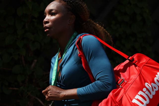 <p>Venus Williams arrives for practice at Wimbledon</p>