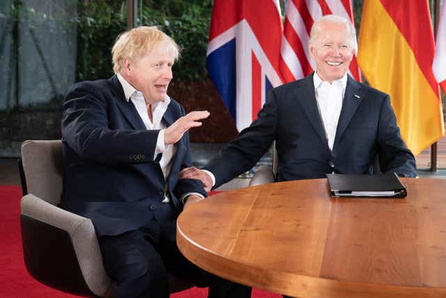 Prime Minister Boris Johnson and US President Joe Biden during a G7 summit in Germany (Stefan Rousseau/PA)