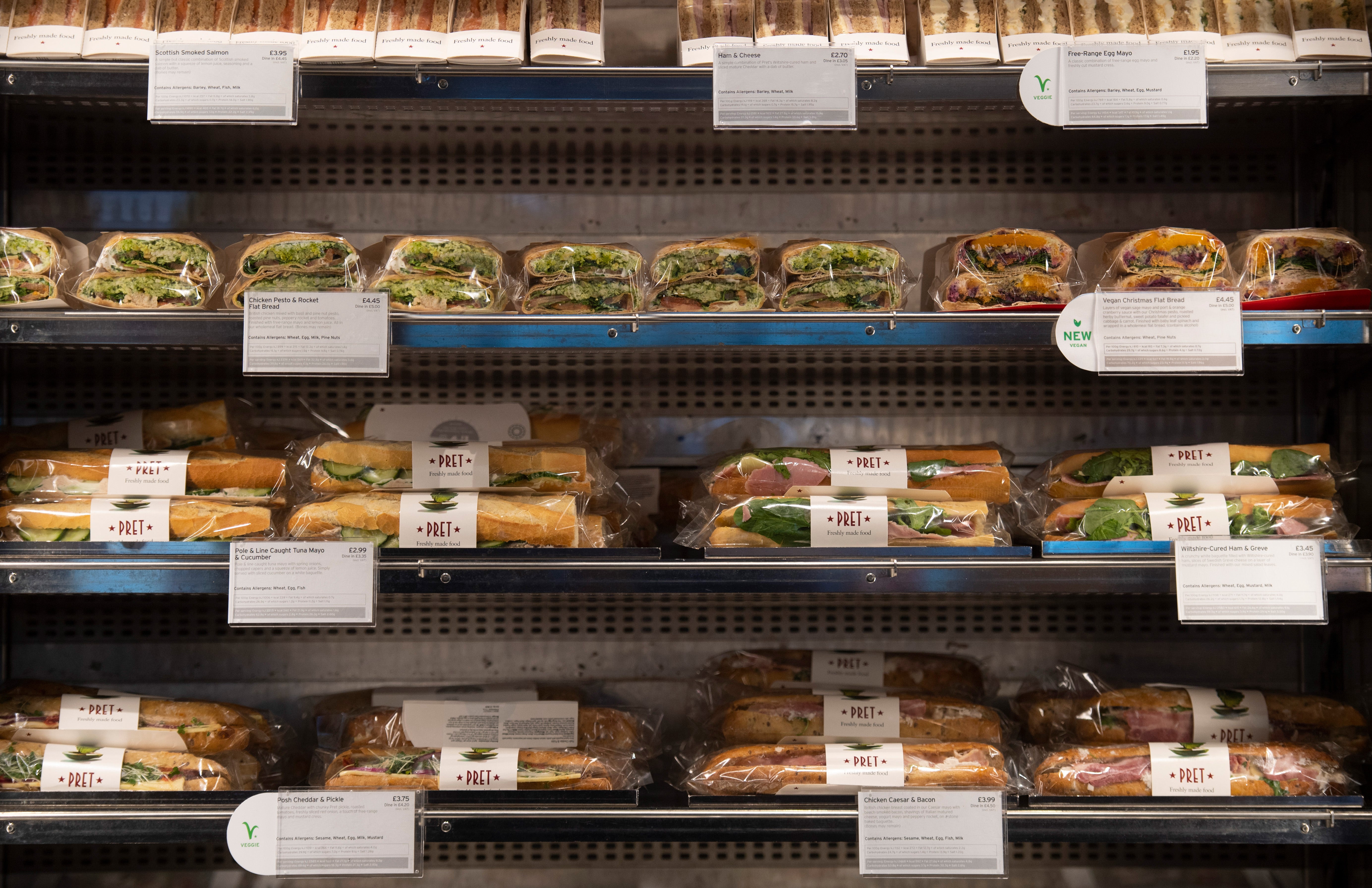 Pret has 419 stores across the UK and 76 varieties of sliced bread sandwiches, baguettes and rolls across the Pret and Veggie Pret menus