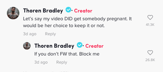 TikTok influencer Thoren Bradley shares pro-choice views after Roe v Wade is overturned