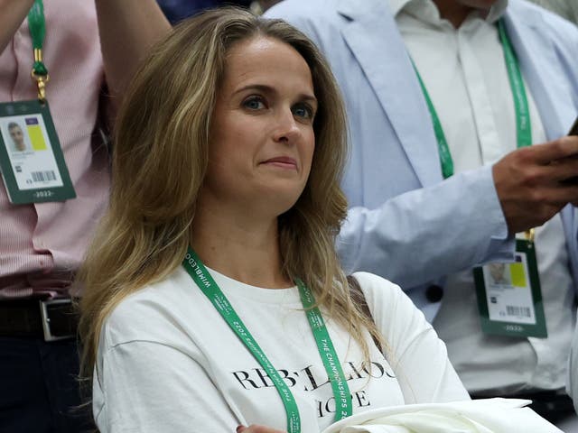 <p>Kim Murray on the first day of Wimbledon 2022</p>