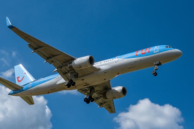 <p>A Tui Airlines Boeing 757 landing at London Gatwick airport</p>