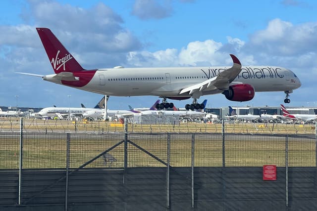 <p>Made it: Virgin Atlantic Airbus A350 touching down at Heathrow</p>